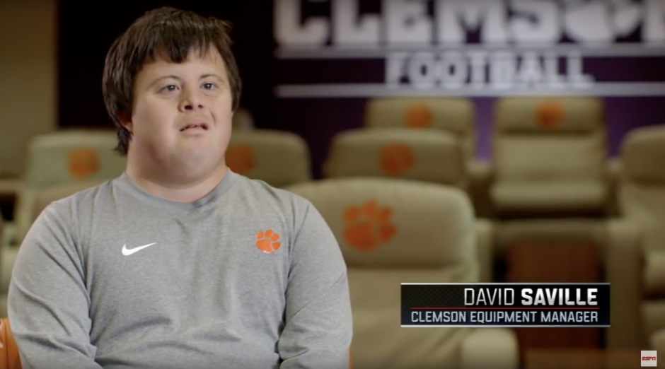 david saville down syndrome clemson equipment manager