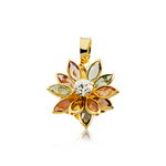 Pandantiv floare placat cu aur cu pietre multicolore