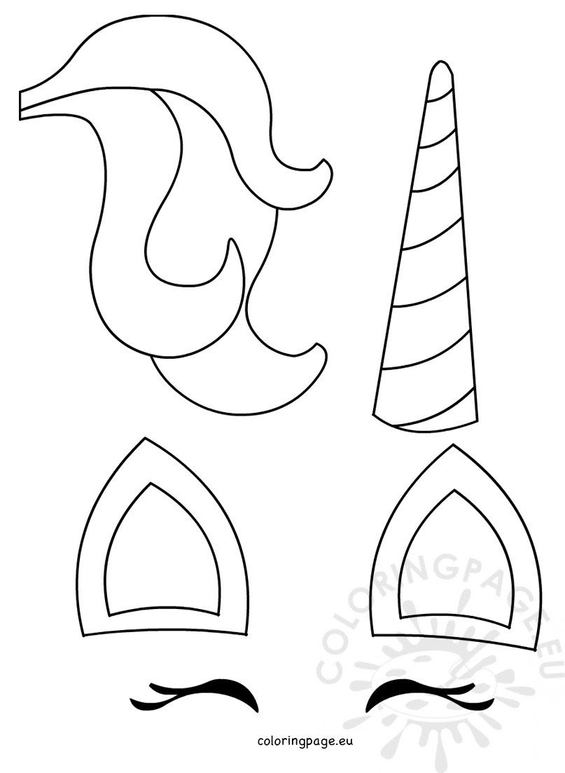 Unicorn paper craft template - Coloring Page