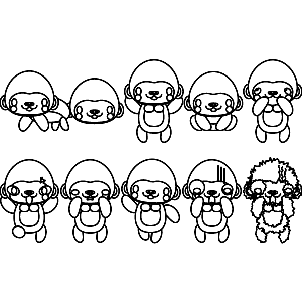 かわいい保育 幼稚園児 ゴリラの無料イラスト 商用フリー オイデ43