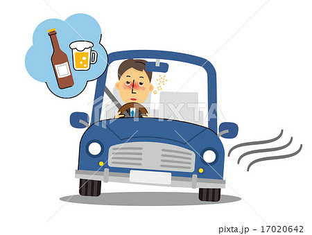 飲酒運転 三頭身 シリーズ のイラスト素材