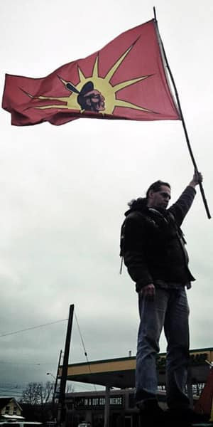 Protester Strength just after the Idle No More blockade of the 403 back in January.