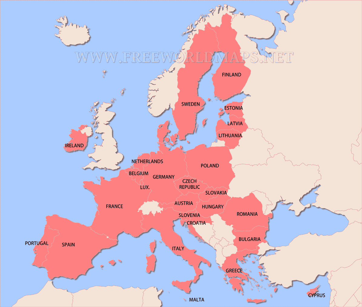 European Union World Map Countries Name List