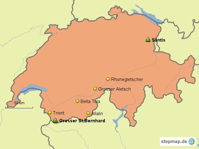 Ortschaften Schweiz Karte