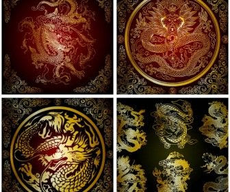 神々たる龍の紋章 ベクター素材 Materialandex