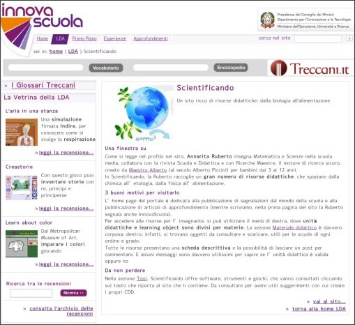 http://www.innovascuola.gov.it/opencms/opencms/innovascuola/LDA/link_utili/categorie/l_o/content/Scientificando.html