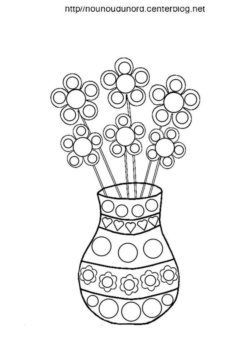 Vase En Coloriage En Couleur Et Pour Les Gommettes