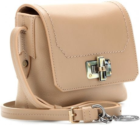Lanvin Happy Edgy Leather Shoulder Bag in Beige (mastic made in italy)
