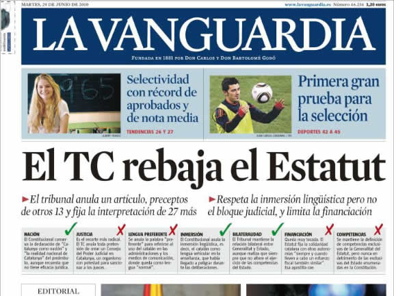 A "La Vanguardia" parlen de rebaixes, articles anul·lats i reinterpretats. (Font: kiosko.net)