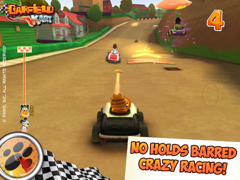 Screenshots of the Garfield Kart game for iPhone, iPad or iPod.