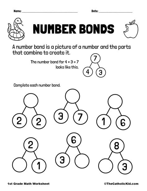Friendly numbers are individual numbers that make up part of what is known as a friendly pair. number bonds worksheet thecatholickidcom