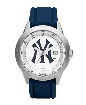 Fossil Men's NY Yankees Blue Polyurethane Strap Watch MLB1066