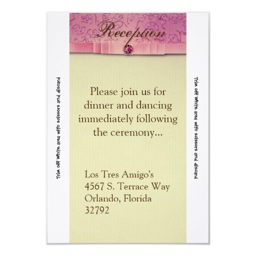 3.5x7 Reception Card Amethyst Jewel Embossed Paper