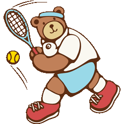 スマホ対応 テニスする熊の家族 No 286 クマさんテニスのイラスト アイコン 条件付フリー素材集