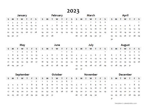  2023 yearly blank calendar template free printable templates