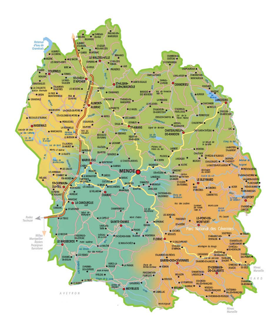 la lozere carte Carte de la Lozère