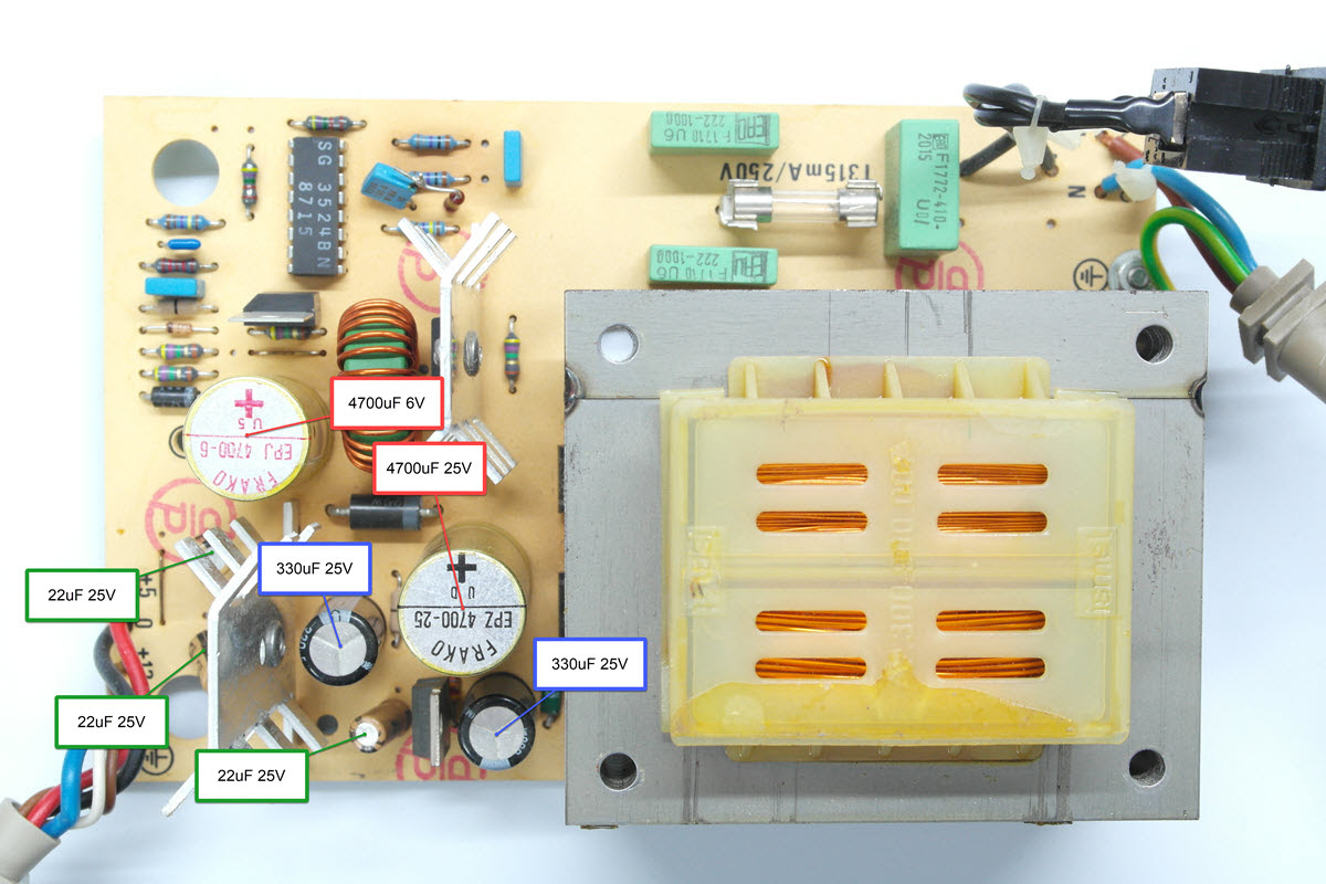 Amiga 500 600 1200 Powersupply Capacitor List World Of Jani