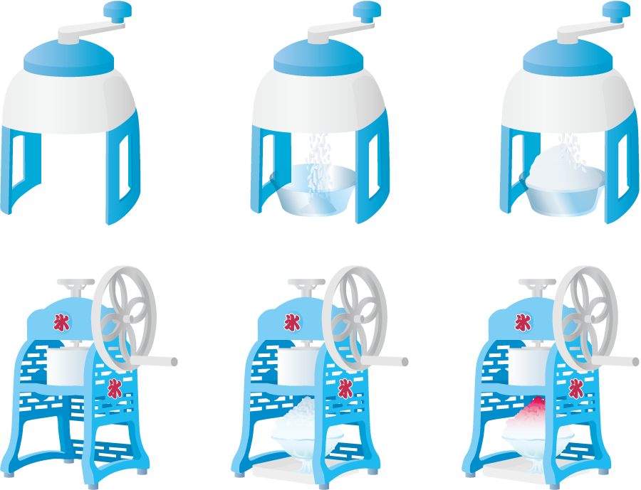 フリーイラスト 6種類のかき氷器のセットでアハ体験 Gahag 著作権フリー写真 イラスト素材集