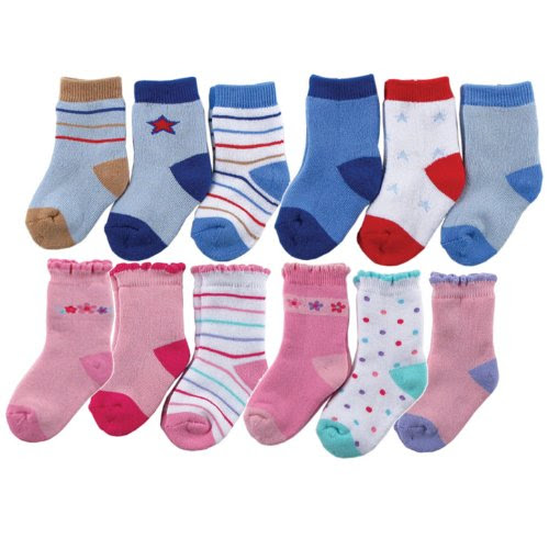 Luvable Friends 6-Pack Computer Cushion Baby Socks, Blue