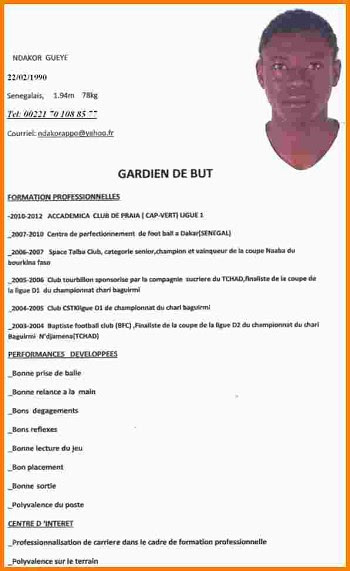 Exemple de cv foot