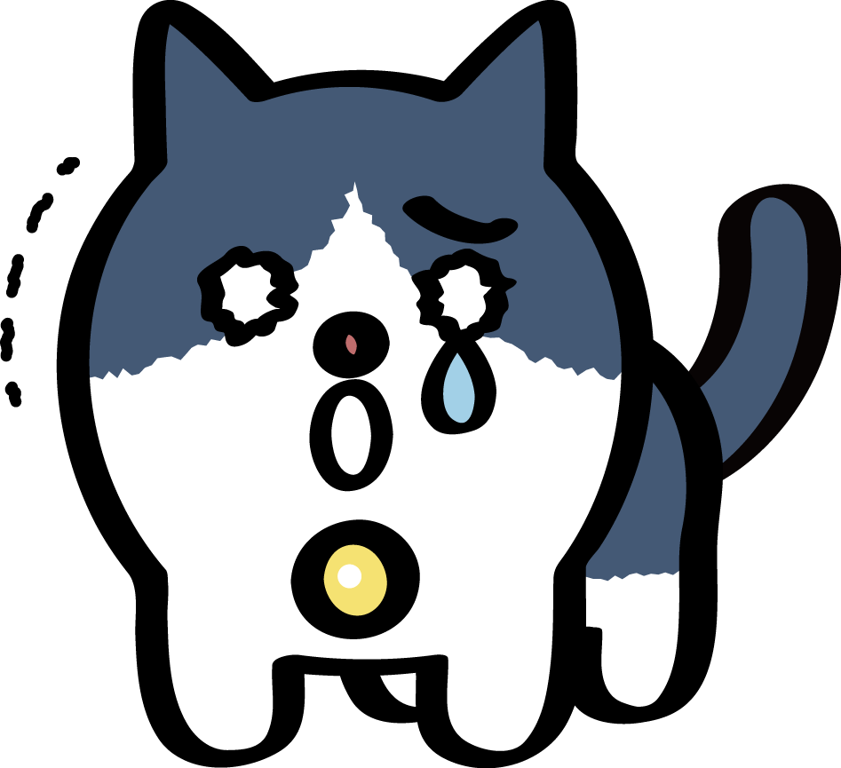 黒白ぶち猫の8表情イラスト ディフォルメ和ねこキャラ 可愛い無料