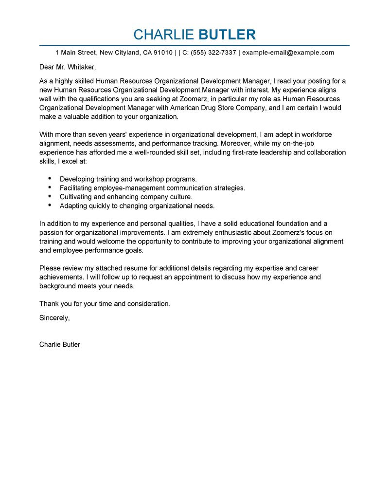 Cover Letter Examples: Organizational Development