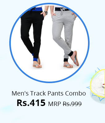  ToYouth Men's Black & Grey Cotton Blend Trackpants Combo of 2 