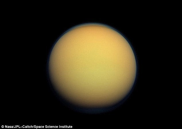 The finding was made when studying how methane rain interacts with lakes on Titan (pictured). It was found that rainfall runoff was likely feeding underground resevoirs. These in turn would change in chemical composition before adding to existing lakes and seas