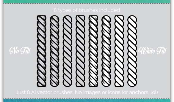 8 Nautical Rope Brushes Illustrator Add-on