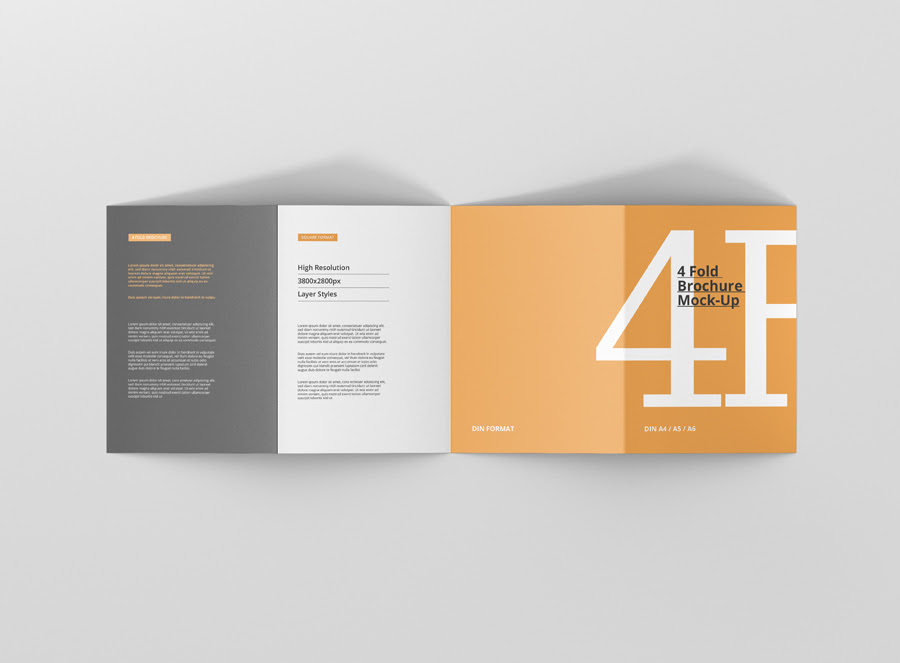 Download 4 Fold Brochure Mockup Din A4 A5 A6 - Premium and Free Mockups