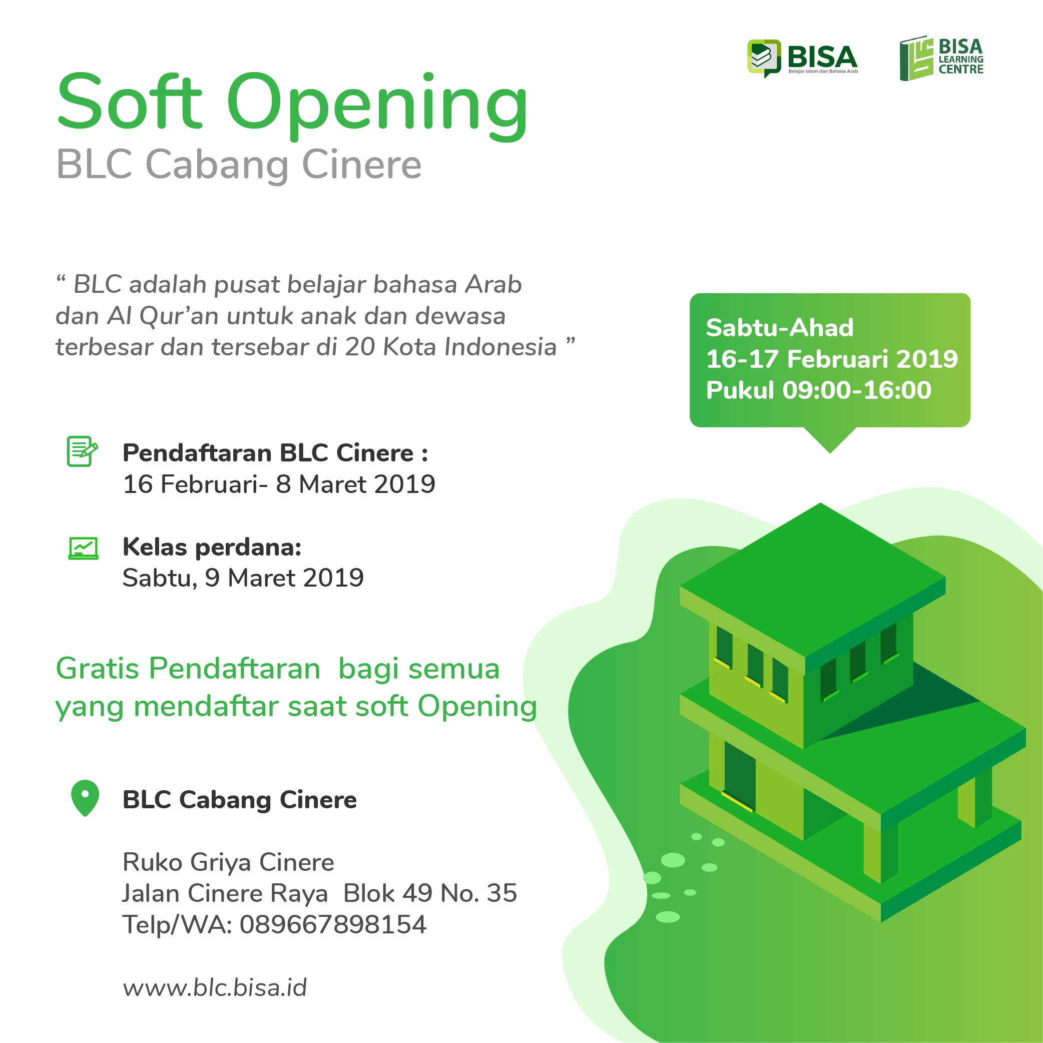 Info Soft Opening Kursus Bahasa Arab & Al Qur an BLC Cabang Cinere