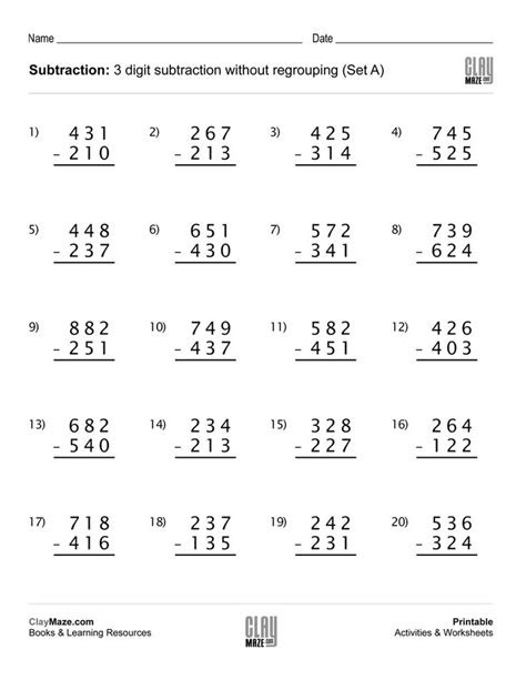  download our free printable 3 digit subtraction worksheet
