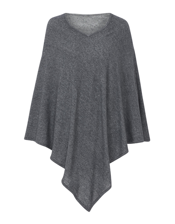 V Neck Poncho Plain Outerwear