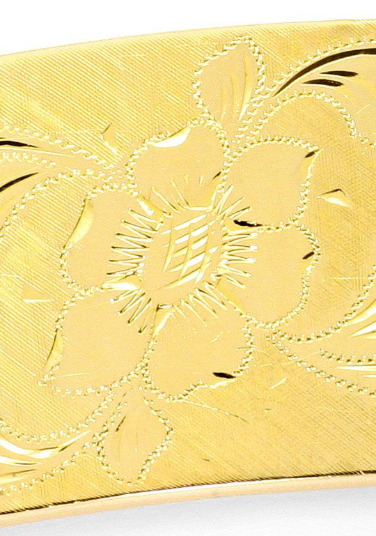 Foto 4, GOLDARMREIF BLÜTEN-GRAVUREN GUILLOCHIERUNG GELBGOLD 18K, K2544
