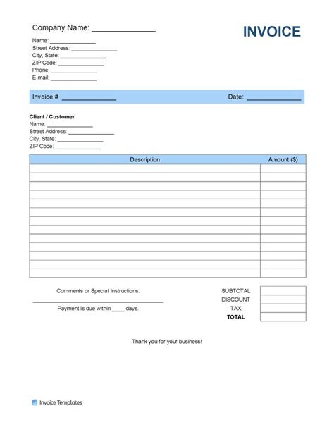  free printable invoice templates invoice template word printable