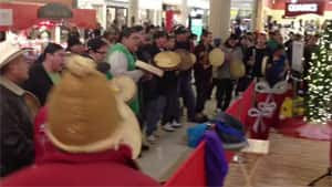 A large group performed a Round Dance at the Cornwall Centre in Regina to raise awareness of their Idle No More campaign on Dec. 17. 