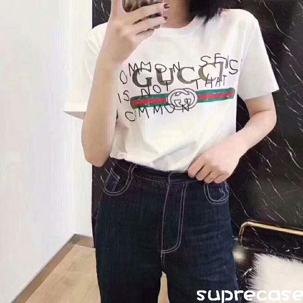 グッチｔシャツ 韓国風 コピー メンズ レディース Gucci カップルｔシャツ パロディ コーデ