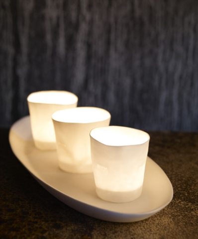 bone china plate & tea lights 1