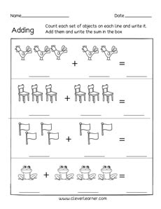 printable count and add worksheets for preschools