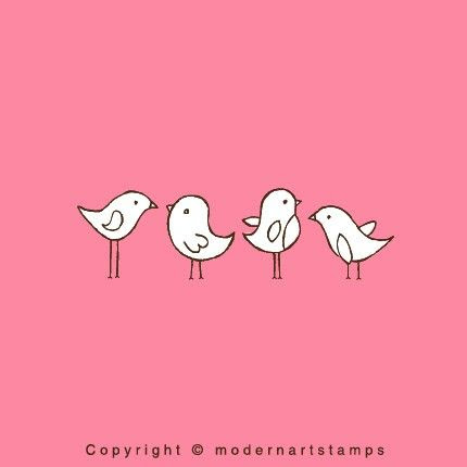 Craft Rubber Stamp - Rubber Stamps - Stamps for crafting - Scrapbooking - Animal Rubber Stamps - 4 Birds Set Stamps - via Etsy.
