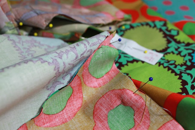 Kaffe Fassett diamonds quilt - in progress