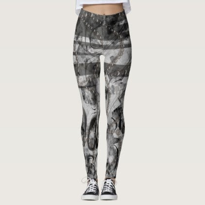 Leggings Black White beady Custom Design