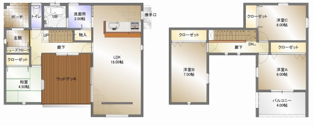 コの字型の家 1600万円の家 ケンダイハウス株式会社