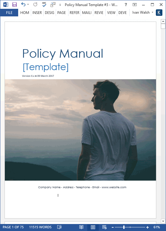 Download Policy & Procedures Manual templates (MS Word 68 