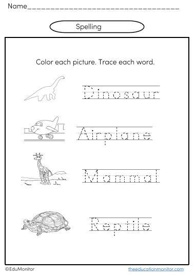  kindergarten spelling printables pdf edumonitor