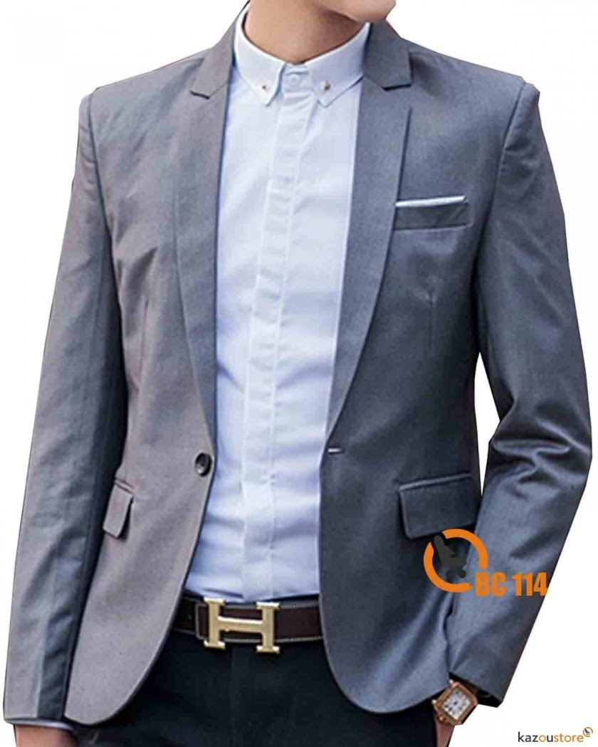 Detil produk Blazer Pria Formal Stylish BC114 Abu Abu Detil produk Blazer Pria Formal Stylish BC114 Abu Abu
