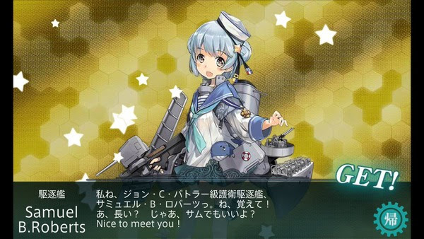 艦これ ひゃっはー 白城なおさんが無事サミュエル ｂ ロバーツをお迎えしてハイテンションに 艦これ速報 艦隊これくしょんまとめ