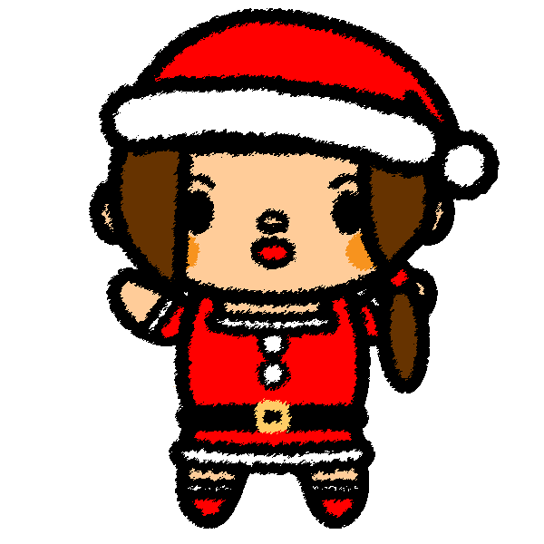 手書き風でかわいいサンタ姿の女性の無料イラスト 商用フリー オイデ43