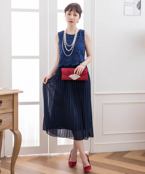 総レースノースリーブワンピースドレス 結婚式ワンピース お呼ばれパーティードレス ドレス Dress Dress ドレス Star ドレス スター のファッション