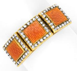 Foto 1, SEHR ALTER RING 72 DIAMANTROSEN, ORANGES EMAILLE LUXUS!, S6913